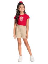 Conjunto Blusa Cropped e Short Love Infantil Menina Charmoso
