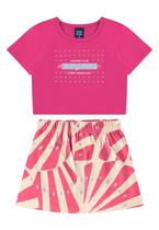 Conjunto Blusa Cropped e Short-Saia Bee Loop