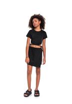Conjunto Blusa Cropped e Short-Saia em Malha Lurex Juvenil Gloss