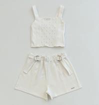 Conjunto Blusa Cropped e Shorts Infantil Vanilla Cream Off White Verão Moda Premium Conjunto Blusa Cropped e Shorts Infantil Vanilla Cream Off White Verão Moda Premium