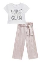 Conjunto Blusa Curto Calça Always Glam Off White Infanti Conjunto Blusa Curto Calça Always Glam Off White Infanti