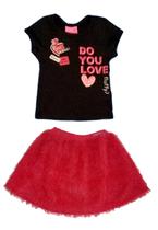 Conjunto Blusa Curto Saia Fluffy Rosa Momi Conjunto Blusa Curto Saia Fluffy Rosa Momi