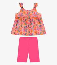 Conjunto Blusa De Alça E Shorts Rovi Kids Laranja