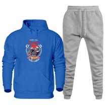 Conjunto Blusa de Frio Canguru e Calça Moletom 50% Poliéster 50% Algodão Quentinha Estampada