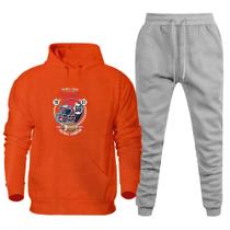 Conjunto Blusa de Frio Canguru e Calça Moletom 50% Poliéster 50% Algodão Quentinha Estampada