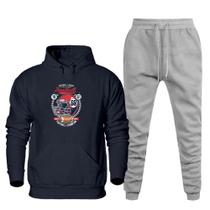 Conjunto Blusa de Frio Canguru e Calça Moletom 50% Poliéster 50% Algodão Quentinha Estampada