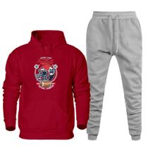 Conjunto Blusa de Frio Canguru e Calça Moletom 50% Poliéster 50% Algodão Quentinha Estampada