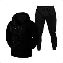 Conjunto Blusa de Frio Com Capuz e Ziper + Calça de Moletom Conjunto Blusa de Frio Com Capuz e Ziper + Calça de Moletom