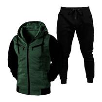 Conjunto Blusa de Frio Com Capuz e Ziper + Calça Moletom