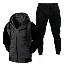 Conjunto Blusa De Frio Jaqueta Moletom De Zíper Slim Casaco Com Capuz Masculino Feminino