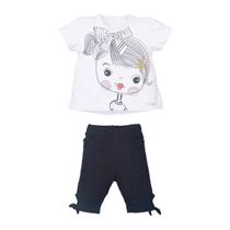 Conjunto Blusa E Calça Bebê Menina Algodão Estampado Upi Uli