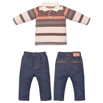 Conjunto Blusa E Calça Bebê Menino Algodão Listrado Upi Uli Conjunto Blusa E Calça Bebê Menino Algodão Listrado Upi Uli