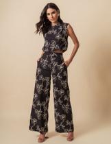 Conjunto Blusa e Calça Bordada Drakan Preto - Elegância e Sofisticação
