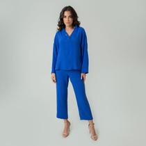 Conjunto blusa e calça em crepe heavy flow