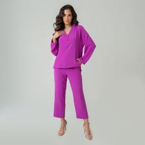Conjunto blusa e calça em crepe heavy flow