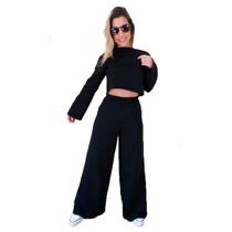 Conjunto Blusa e Calça Pantalona de Moletom Flanelado Manabana