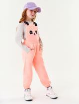 Conjunto Blusa E Jardineira Panda Mescla E Laranja Neon Abrange