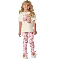 Conjunto Blusa E Legging Infantil Menina Ursinha Delicada
