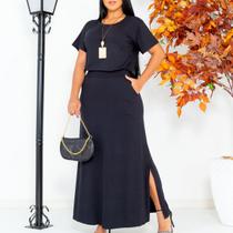Conjunto Blusa e Saia Fenda Lateral Pantacourt: Conforto e Estilo para Mulheres Modernas