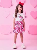 Conjunto Blusa E Saia Hello Kitty Maça Strass Momi