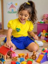 Conjunto Blusa e Saia Infantil Menina - Tema Copa Brasil para Torcida