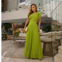 Conjunto Blusa e Saia Longa Plissada na Malha Lurex moda evangélica