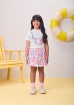 Conjunto Blusa e Saia Shorts Laço 3d Hello Kitty
