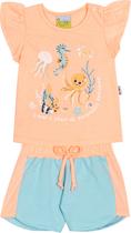 Conjunto blusa e short feminino manga curta - jaca-lelé Conjunto blusa e short feminino manga curta - jaca-lelé