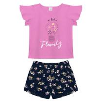 Conjunto Blusa e Short Infantil Feminina Estampada Flores Rosa e Preta 10 Anos - Rovitex Conjunto Blusa e Short Infantil Feminina Estampada Flores Rosa e Preta 10 Anos - Rovitex