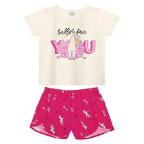 Conjunto Blusa e Short Infantil Feminina Estampada Unicornio Branca e Rosa 8 Anos - Rovitex Conjunto Blusa e Short Infantil Feminina Estampada Unicornio Branca e Rosa 8 Anos - Rovitex