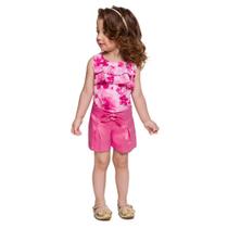 Conjunto Blusa e Short Infantil Menina Mundi pink