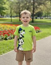Conjunto Blusa E Short Menino Infantil Blusa Verde E short Bege Maaculino Menino Barato