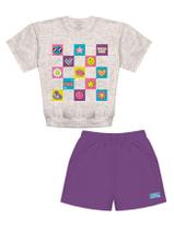 Conjunto Blusa E Short Mescla E Roxo Abrange