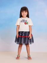 Conjunto Blusa e Short Saia Com Tule Marinho Momi