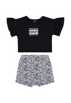 Conjunto Blusa e Short-Saia Infantil para Menina Guloseima