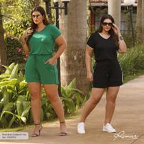 Conjunto blusa e shorts de verão preto plus size