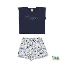 Conjunto Blusa e Shorts em Malha Nikko Marinho - Alakazoo