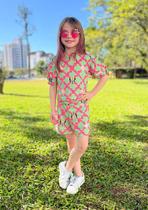 Conjunto Blusa e Shorts Grid Floral Animê