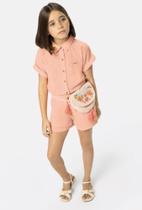 Conjunto Blusa e Shorts Infantil Social Menina em Linho Texturizado - Carinhoso Kids