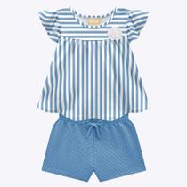 Conjunto Blusa e Shorts Listrado Infantil Feminino Milon 2000380