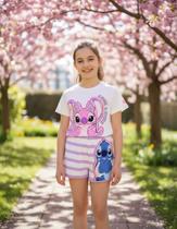 Conjunto Blusa e Shorts Listrado Stitch Angel Momi Conjunto Blusa e Shorts Listrado Stitch Angel Momi