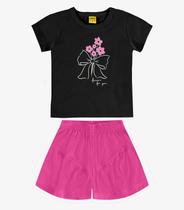 Conjunto Blusa e Shorts Meia Malha Rovi Kids Preto Conjunto Blusa e Shorts Meia Malha Rovi Kids Preto