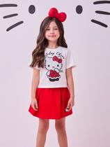 Conjunto blusa e shorts saia hello kitty natal momi