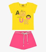 Conjunto Blusa E Shorts Saia Rovi Kids Amarelo