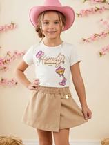 Conjunto Blusa e Shorts Saia Strass Ursinho Country Momi