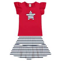 Conjunto Blusa em Cotton e Saia Shorts Infantil - Boca Grande