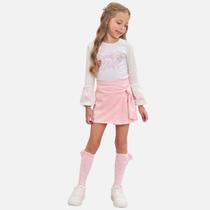 Conjunto Blusa em Cotton e Shorts-Saia em Malha Twill Infantil Menina Infanti 79810