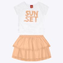 Conjunto Blusa em Cropped Sunset e Saia Tule Infantil Menina Kyly 1000480