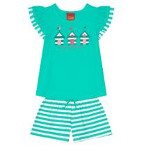 Conjunto: Blusa em m/malha e Shorts em malha fio tinto.