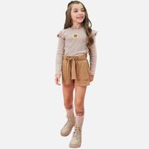 Conjunto Blusa em Malha Canelada com Shorts em Molevisco Infantil Menina Infanti 79206